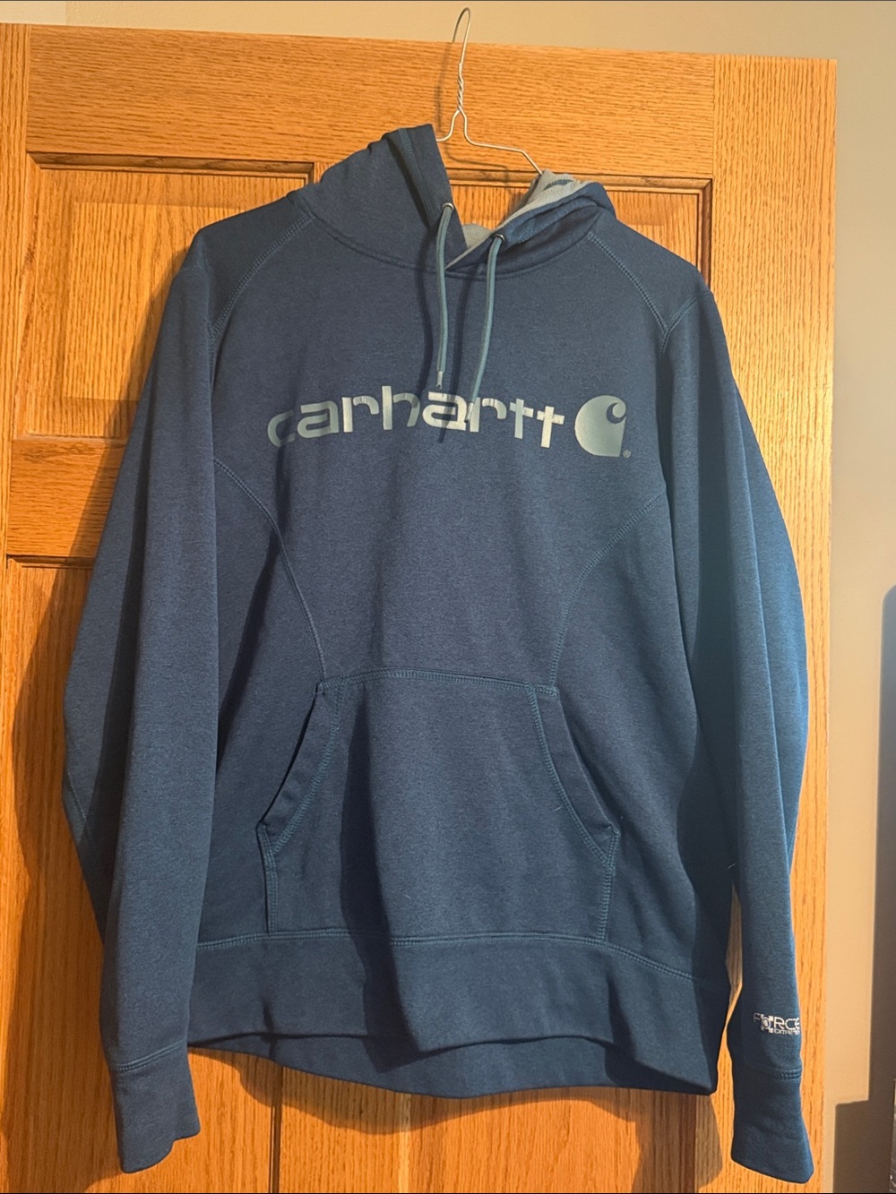 Womens Carhartt Navy Pullover Hoodie with Light Logo